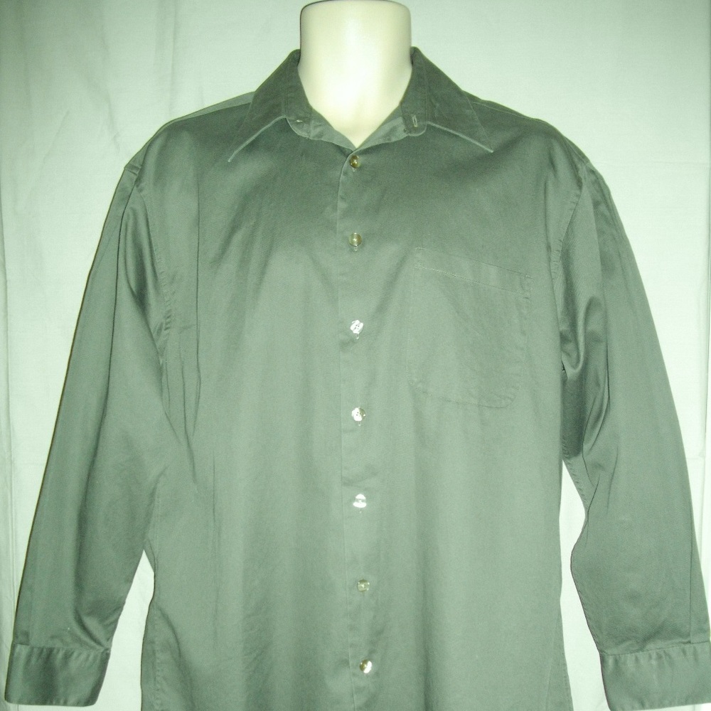 Olive Green Perry Ellis Mens Shirt 15.5 32/33
